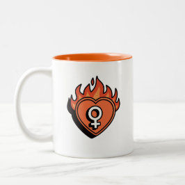 Flaming Heart Feminist Symbol Two-Tone Coffee Mug Två-Tonad Mugg