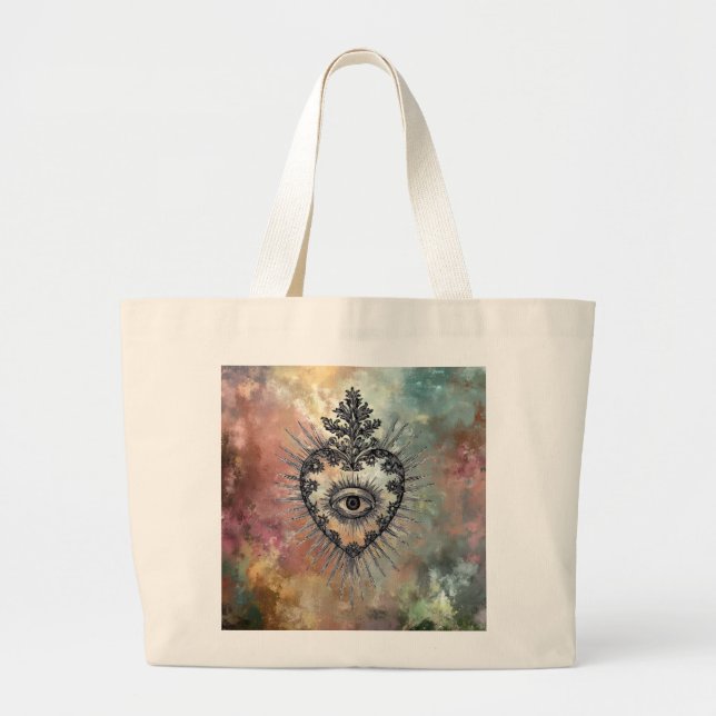 Flaming Heart Jumbo Tote-väska Tygkasse (Framsidan)