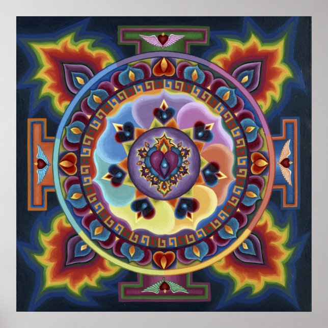 Flaming Heart Mandala Poster (Framsidan)