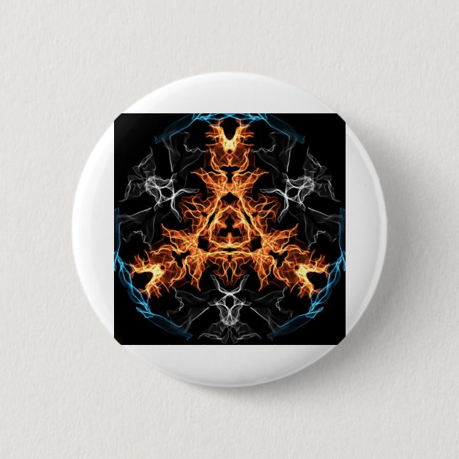 Flaming Heavy Metall Stil Mandala Knapp (Framsida)