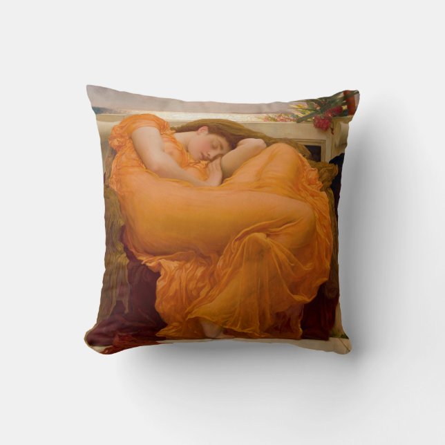 Flaming June (av Frederic Leighton) Kudde (Framsida)