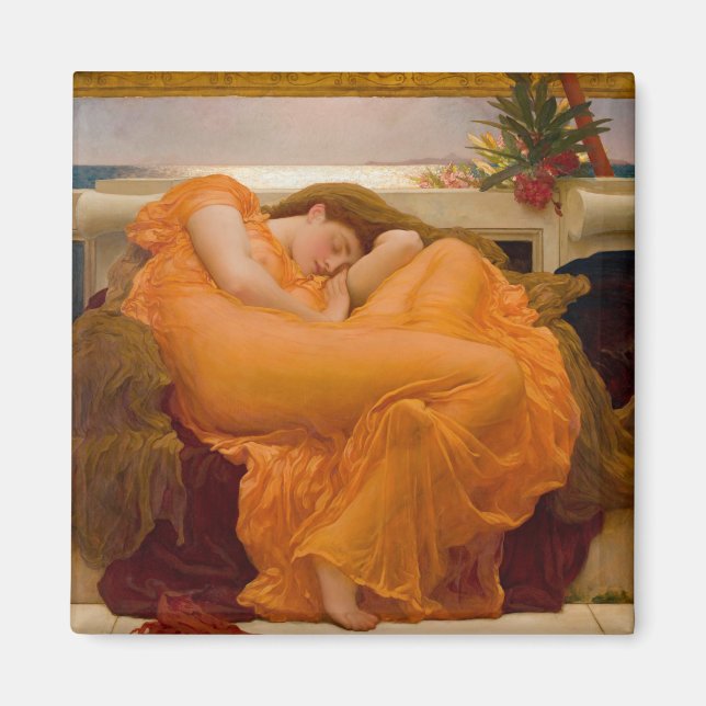 Flaming June (av Frederic Leighton) Magnet (Framsidan)