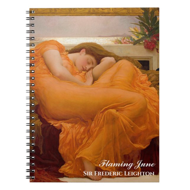 Flaming June av Frederic Leighton Orange Anteckningsbok (Framsidan)