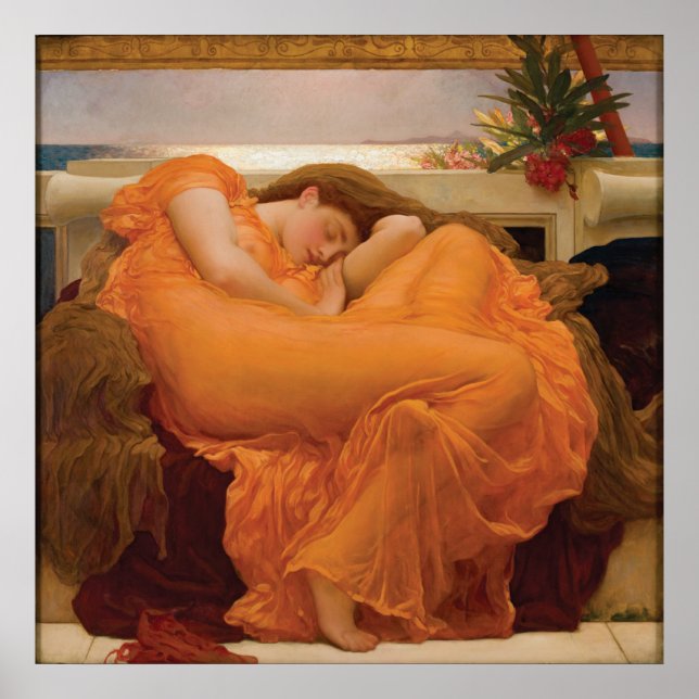 Flaming June av Frederic Leighton Poster (Framsidan)