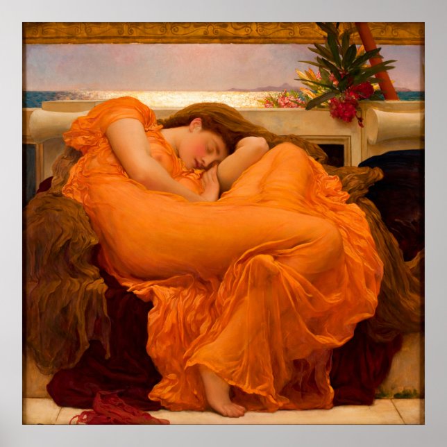 Flaming June av Frederic Leighton Poster (Framsidan)
