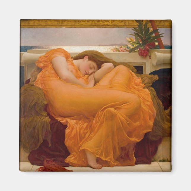 Flaming June av Frederic Lord Leighton 1830 Magnet (Framsidan)