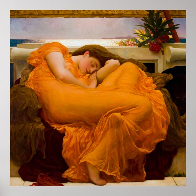 Flaming June av Frederic Lord Leighton Poster (Framsidan)