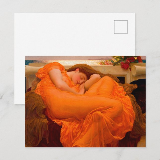 Flaming June av Lord Frederic Leighton Inbjudan Vykort (Fram/baksida)