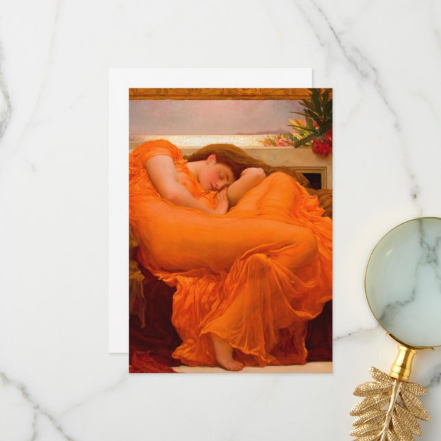 Flaming June av Lord Frederic Leighton Tack Kort (Fram/Back In Situ)