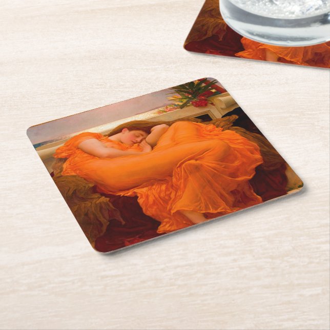 Flaming June av Lord Frederic Leighton Underlägg Papper Kvadrat (Vinklad)