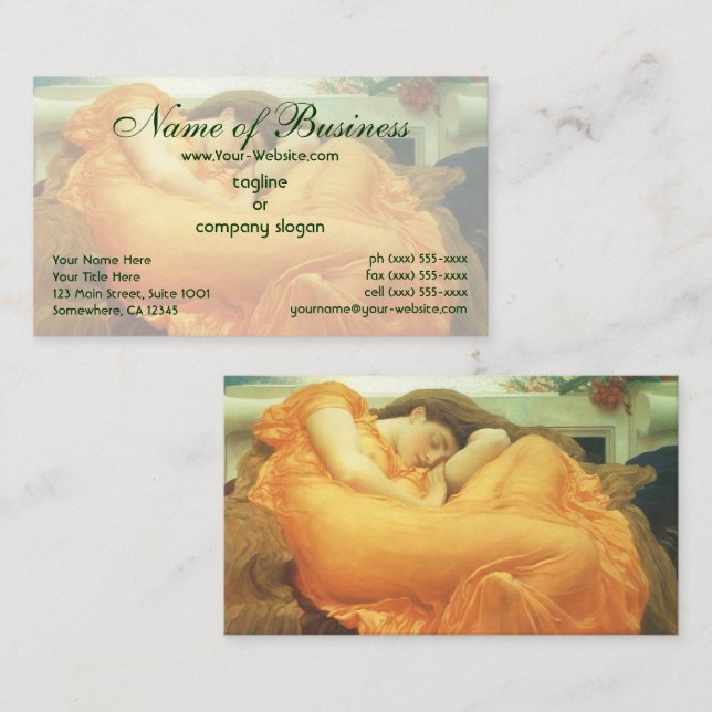 Flaming June av Lord Frederic Leighton Visitkort (Fram/baksida)