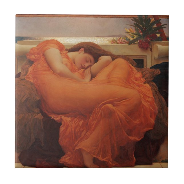 Flaming June Frederic Leighton Fint konsttryck Kakelplatta (Framsidan)