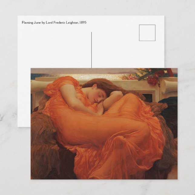 Flaming June Frederic Leighton Fint konsttryck Vykort (Fram/baksida)