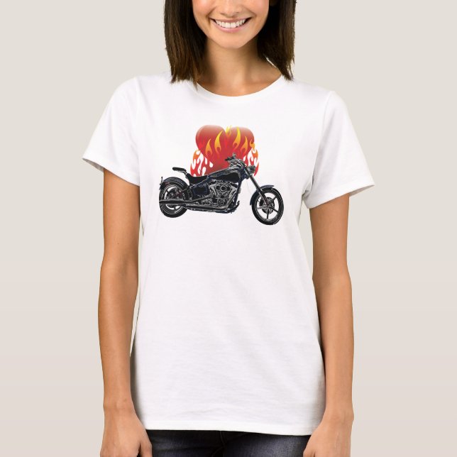 Flaming Kärlek Biker Shirt T-shirt (Framsida)