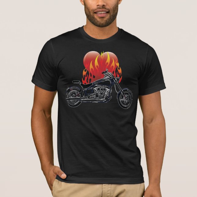 Flaming Kärlek Biker Shirt T-shirt (Framsida)