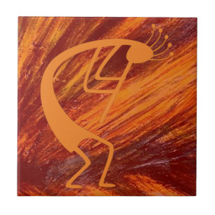 Flaming Kokopelli Kakelplatta