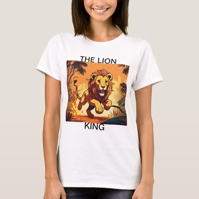 "Flaming Majesty - Lejon's Roar T-Shirt" T Shirt (Framsida)