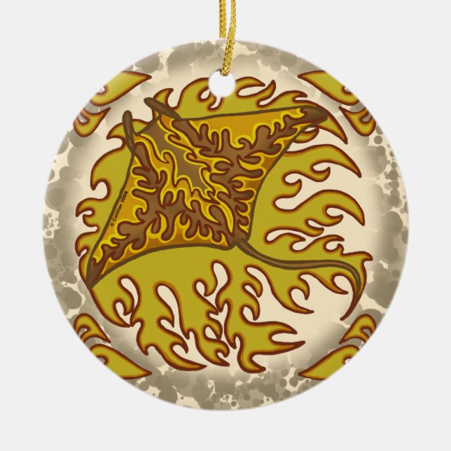 Flaming Manta Ray-ornament Julgransprydnad Keramik (Framsidan)