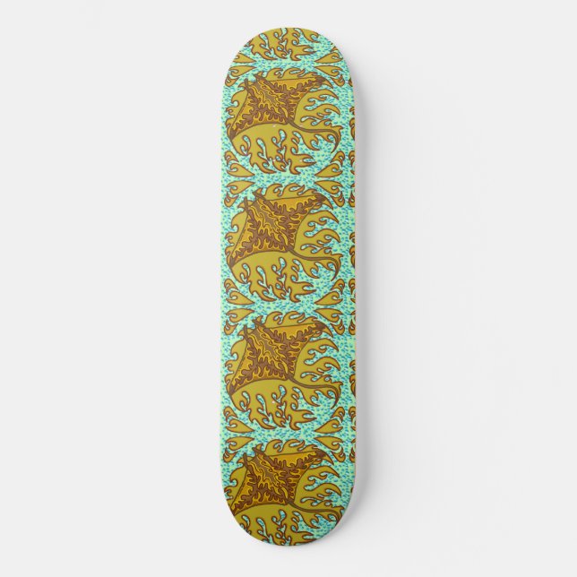 Flaming Manta Ray Skatebräda Mini Skateboard Bräda 18,5 Cm (Framsida)