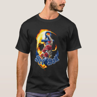 Flaming Pirate Skull Privateer T Shirt