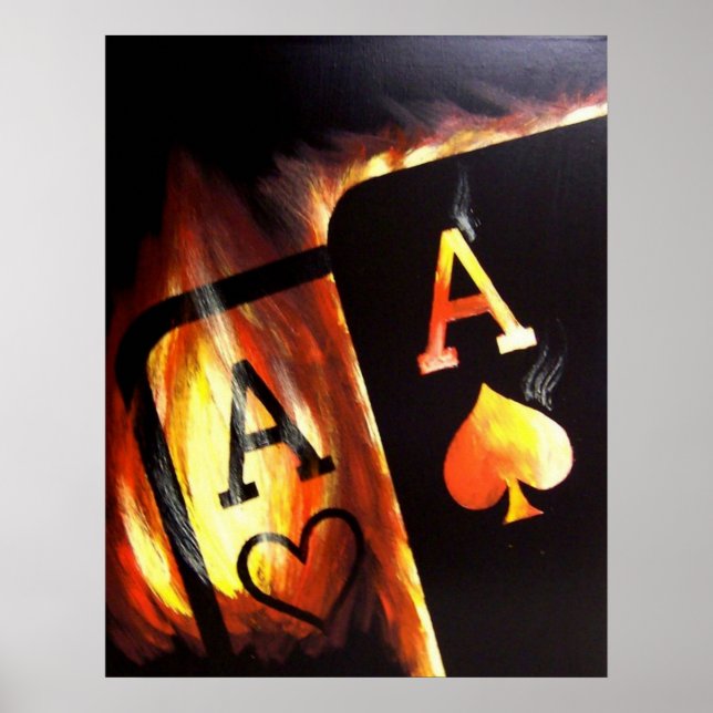 Flaming Pocket Ess Poker-målning av Teo Alfonso Poster (Framsidan)