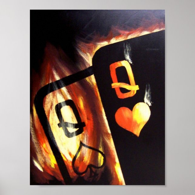 Flaming Pocket Queens Poker poster av Teo Alfonso (Framsidan)