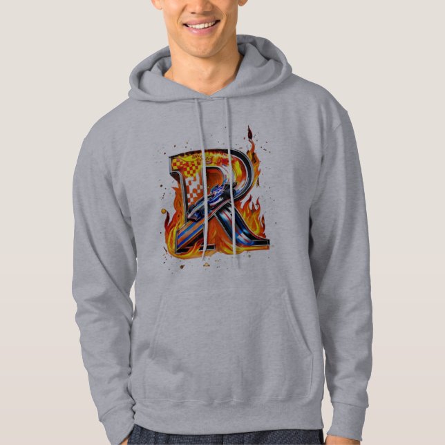 "Flaming 'R' Biker Hoodie (Framsida)