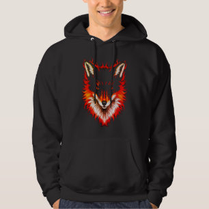 Flaming Räv Ansikte Hoodie