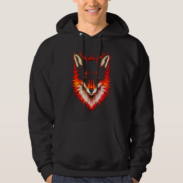 Flaming Räv Ansikte Hoodie (Framsida)