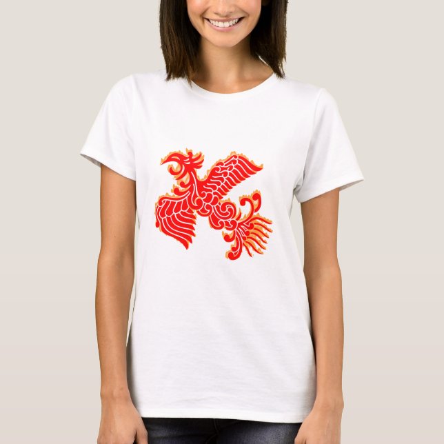 Flaming Red Phoenix T Shirt (Framsida)