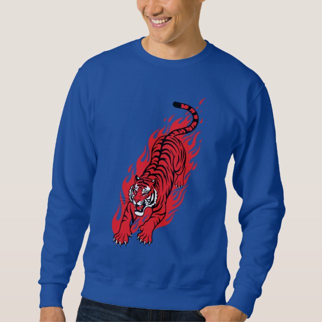 Flaming Red Tiger – Fierce Fire Beast Tröja Lång Ärmad Tröja (Framsida)