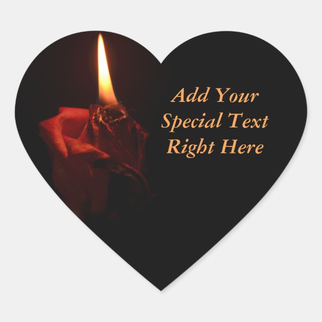 Flaming Ro Hjärtformat Klistermärke (Framsida)