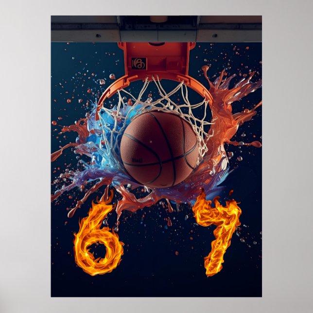 Flaming Six Seven Basketball Scoring Thru Hoop Poster (Framsidan)