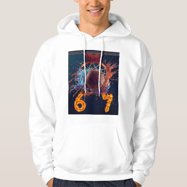 Flaming Six Seven Basketball Thru Hoop Scoring Hoodie (Framsida)