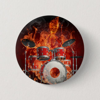Flaming Skeleton på Drums-knapp Knapp