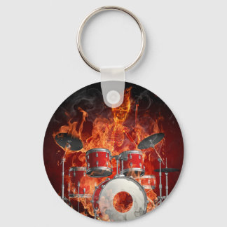 Flaming Skeleton på Drums Nyckelring