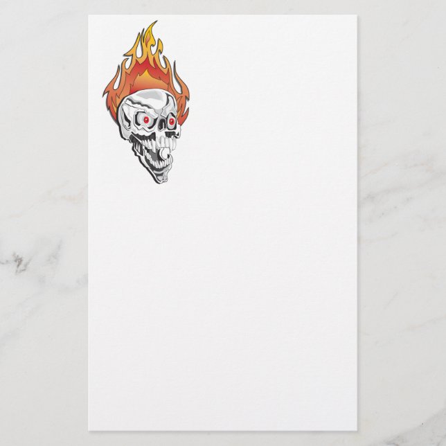Flaming Skull Brevpapper (Framsida)
