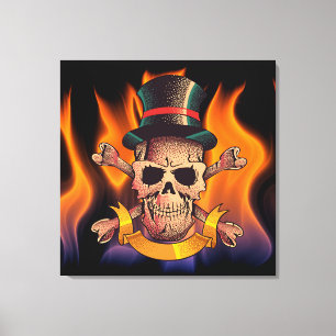 Flaming Skull Canvastryck