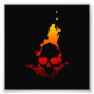Flaming Skull Fototryck
