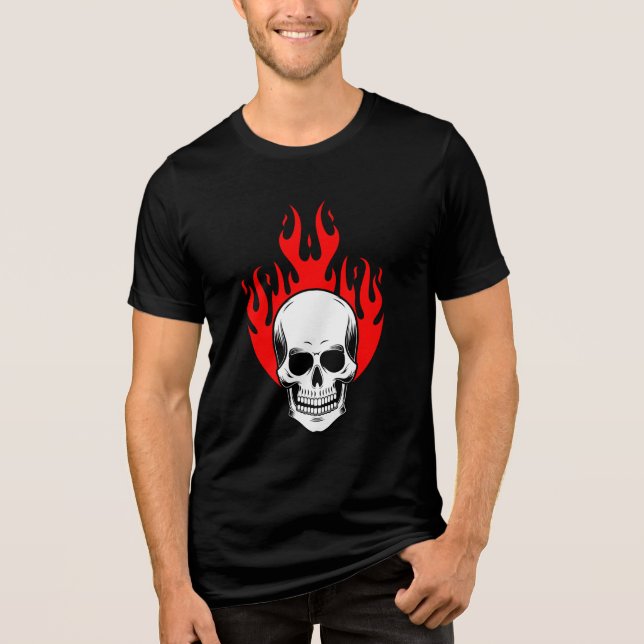 Flaming Skull Graphic T Shirt (Framsida)