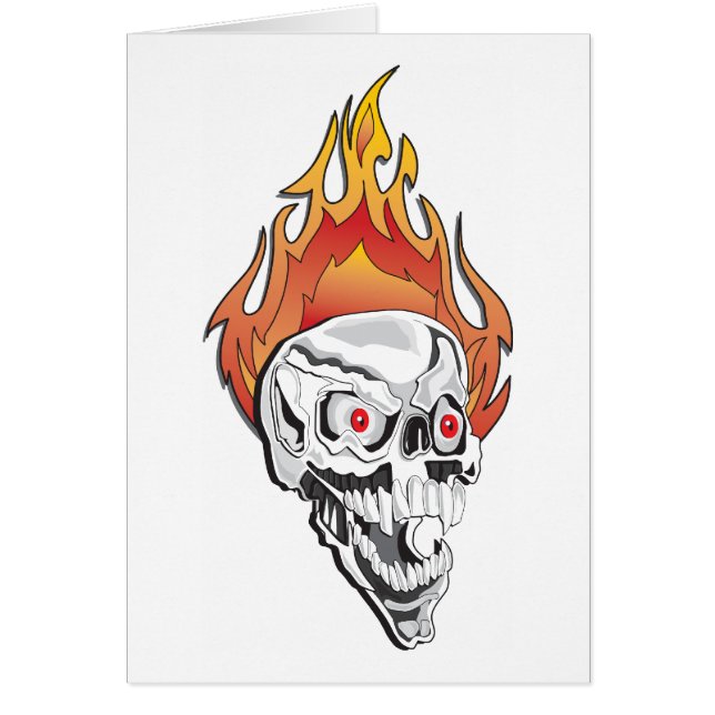 Flaming Skull Hälsningskort (Framsidan)