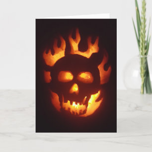 "Flaming Skull Jack-O'-Lantern" Hallskuldkort Kort