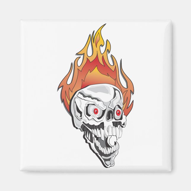Flaming Skull Magnet (Framsidan)