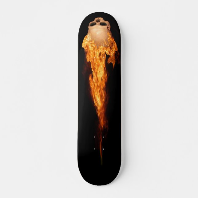 Flaming Skull Mini Skateboard Bräda 18,5 Cm (Framsida)