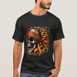 Flaming Skull MS-medvetande T-Shirt - Orange Ribbo