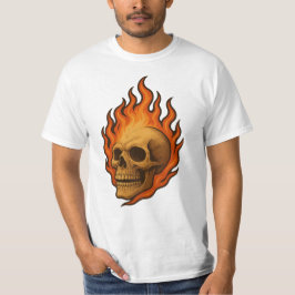 Flaming Skull of Rebirth Fiery Power Design T Shirt