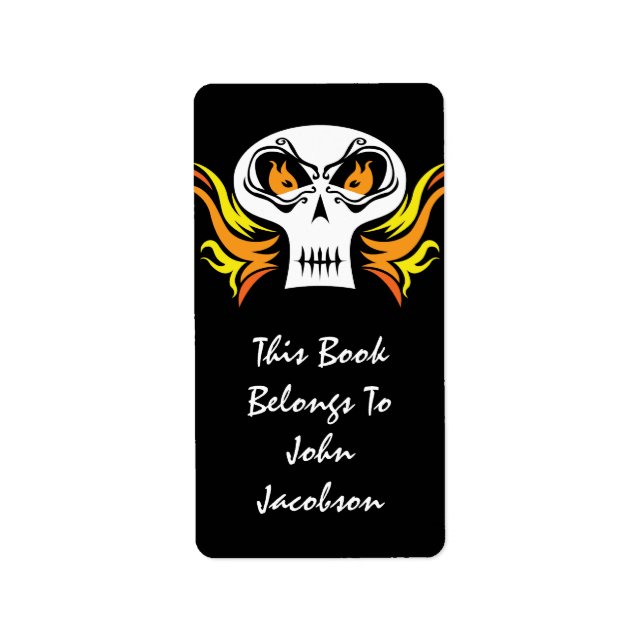 Flaming Skull Pirat-etikett Adressetikett (Framsidan)