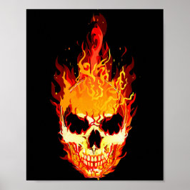 Flaming Skull Poster