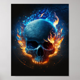 Flaming Skull Poster