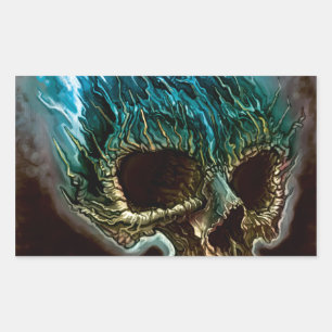 Flaming Skull Rektangulärt Klistermärke